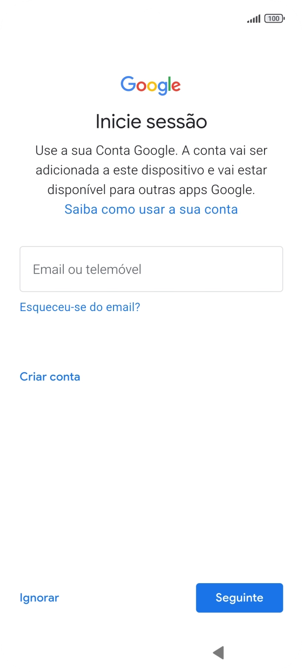 Siga as indicações no ecrã para terminar a ativação.