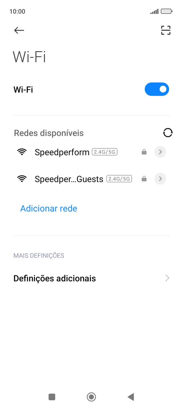 Prima a rede pretendida.