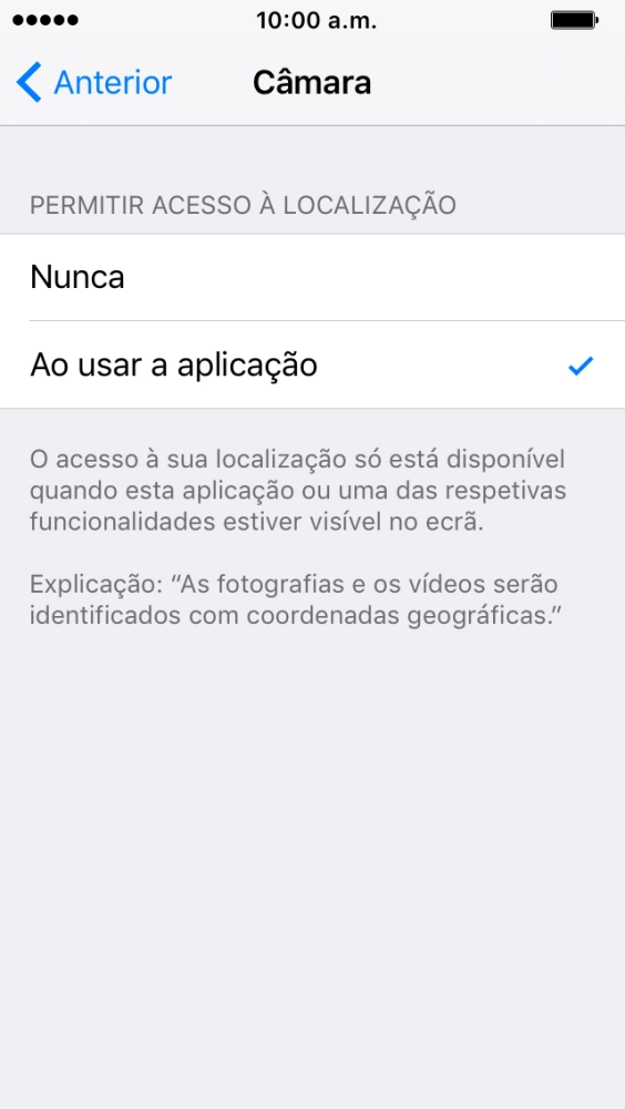 Prima a definição pretendida para ativar ou desativar a função.