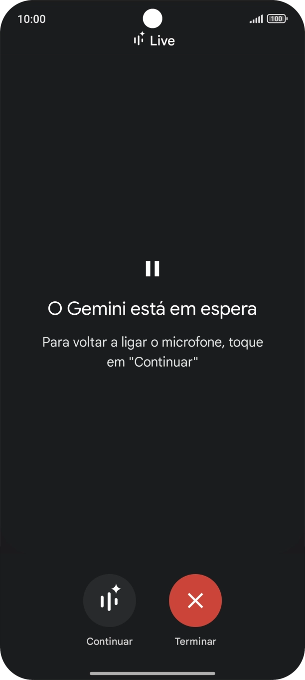 Para reiniciar a conversa, prima Continuar.