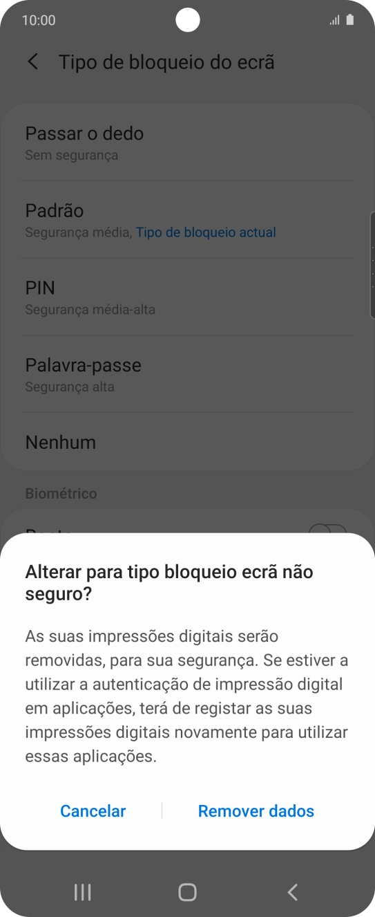 Prima Remover dados.