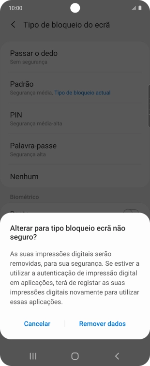 Prima Remover dados.