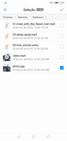Prima o ícone para aceitar.