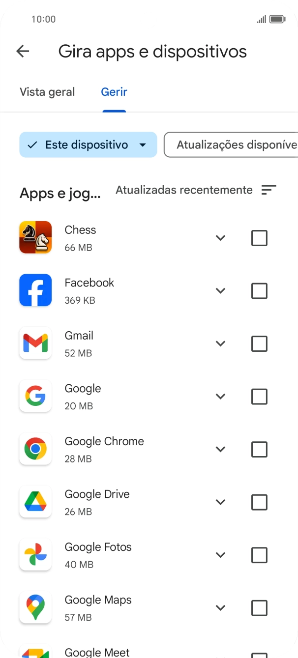 Prima a app pretendida.