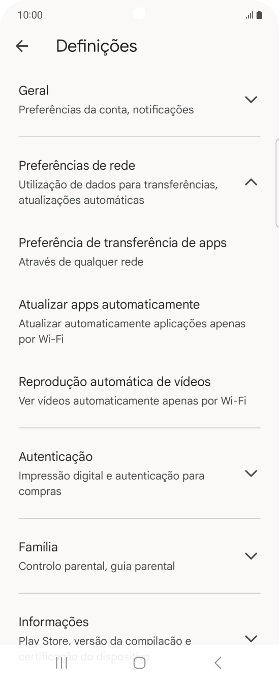 Prima Atualizar apps automaticamente.