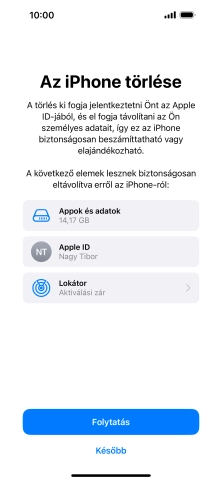 Válaszd a Folytatás lehetőséget.