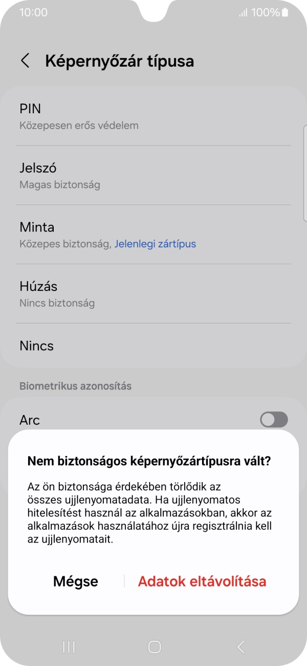 Válaszd az Adatok eltávolítása lehetőséget.