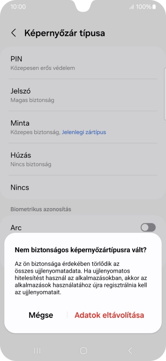 Válaszd az Adatok eltávolítása lehetőséget.