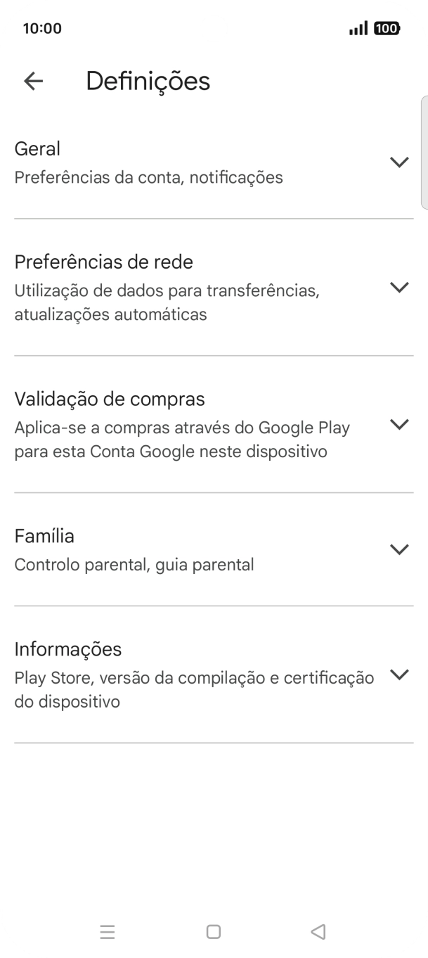 Prima Preferências de rede.