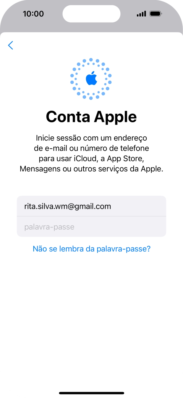 Prima palavra-passe e introduza a password do ID Apple.