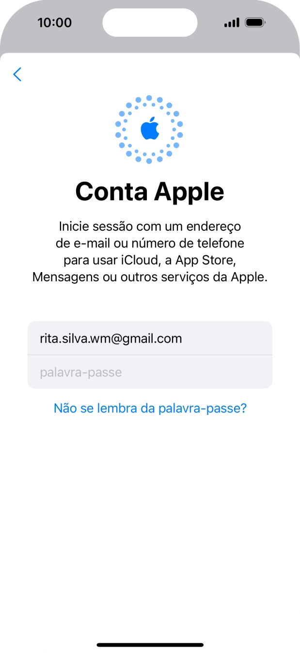 Prima palavra-passe e introduza a password do ID Apple.