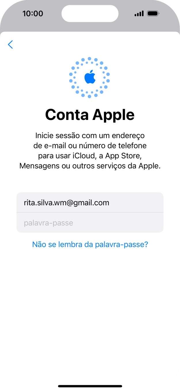 Prima palavra-passe e introduza a password do ID Apple.