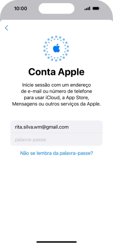 Prima palavra-passe e introduza a password do ID Apple.