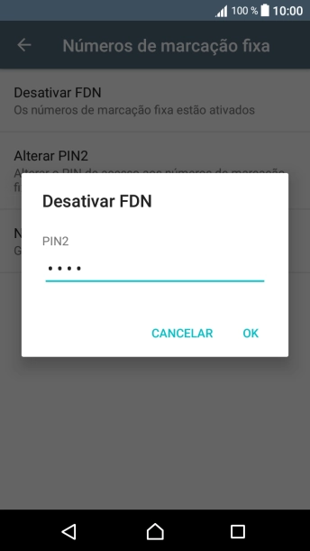 Introduza o código PIN2 e prima OK.