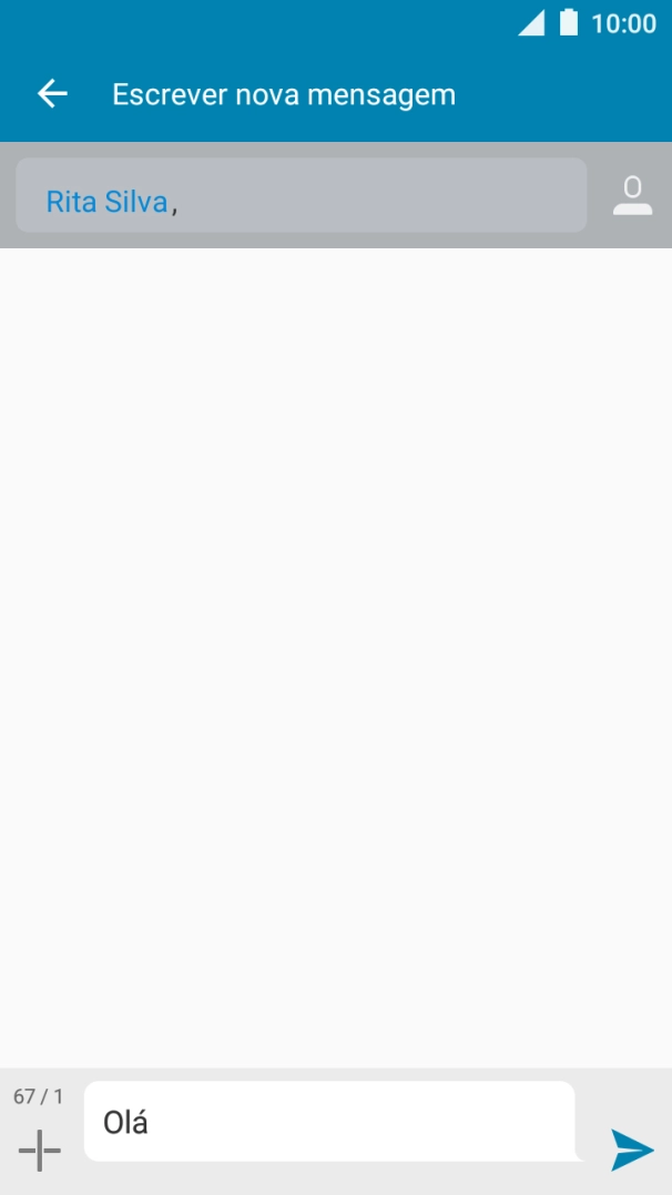 Prima o ícone para enviar quando terminar de escrever a sua mensagem curta.