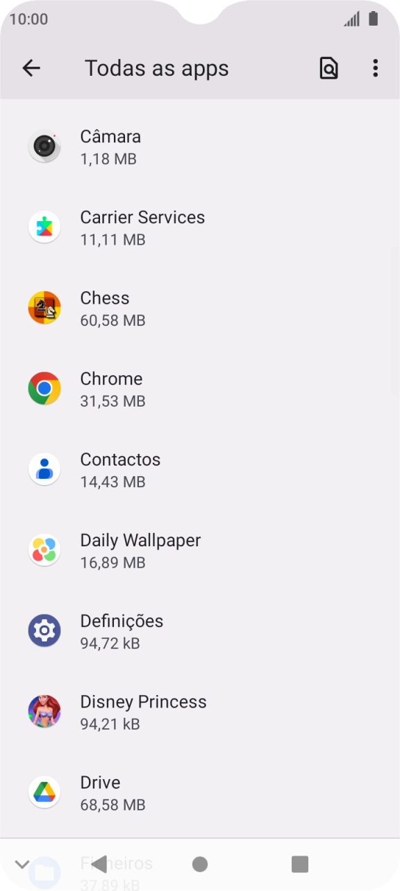 Prima a app pretendida.