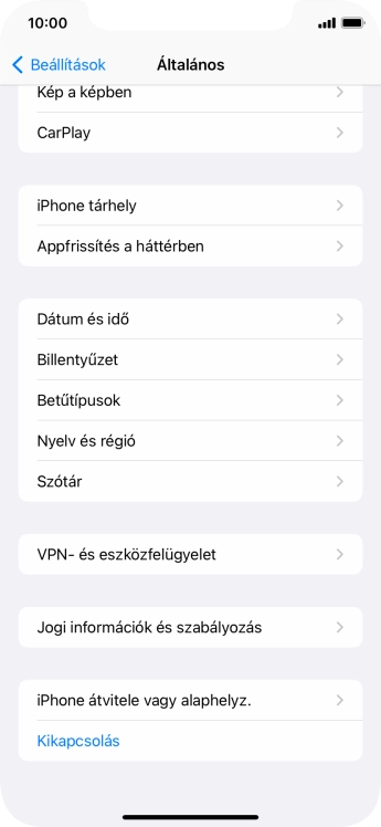 Válaszd az „iPhone átvitele vagy alaphelyz.” lehetőséget.