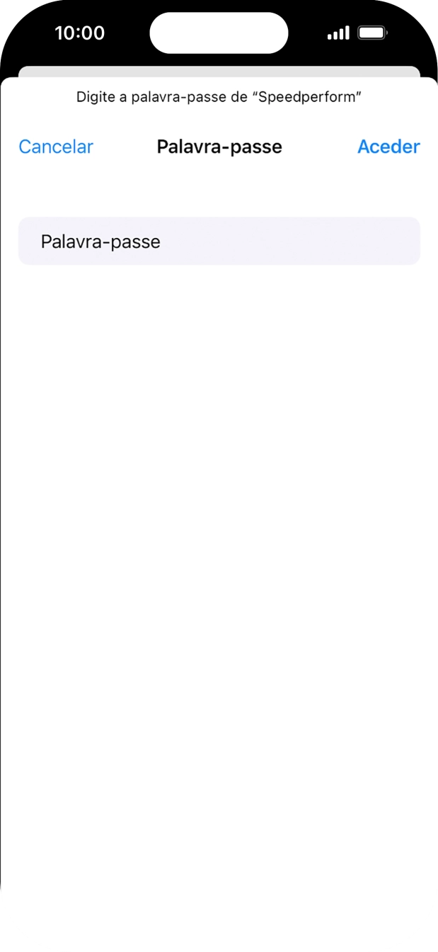 Introduza a password da rede Wi-Fi e prima Aceder.