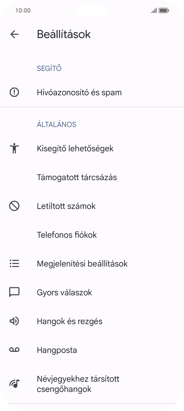 Válaszd a Telefonos fiókok lehetőséget.