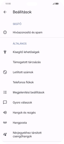 Válaszd a Hangposta lehetőséget.