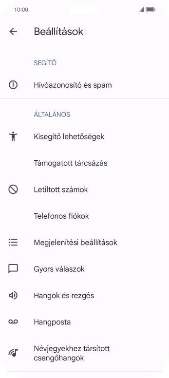 Válaszd a Hangposta lehetőséget.