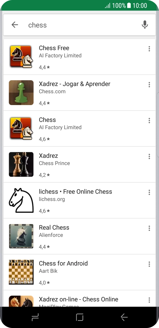 Prima a app pretendida.