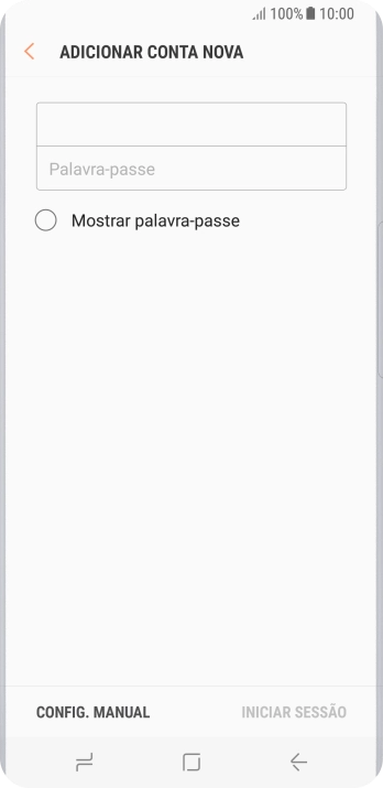 Prima Palavra-passe e introduza a password da sua conta de e-mail na Vodafone.