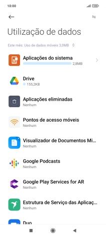 O consumo total de dados é agora mostrado no ecrã.