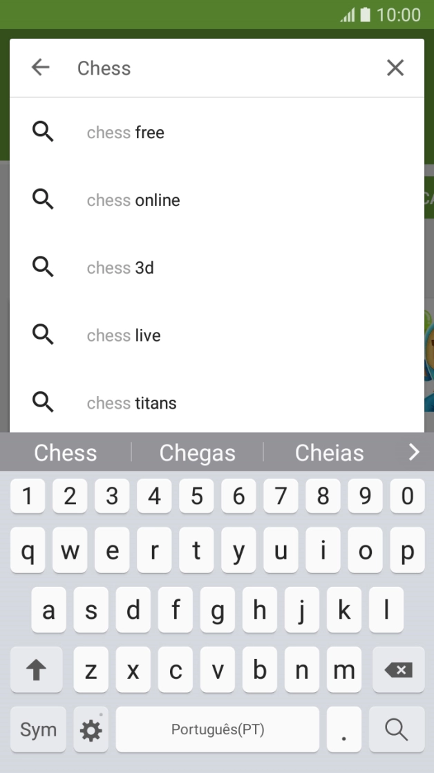 Introduza o nome ou categoria da app pretendida e prima o ícone para pesquisar.