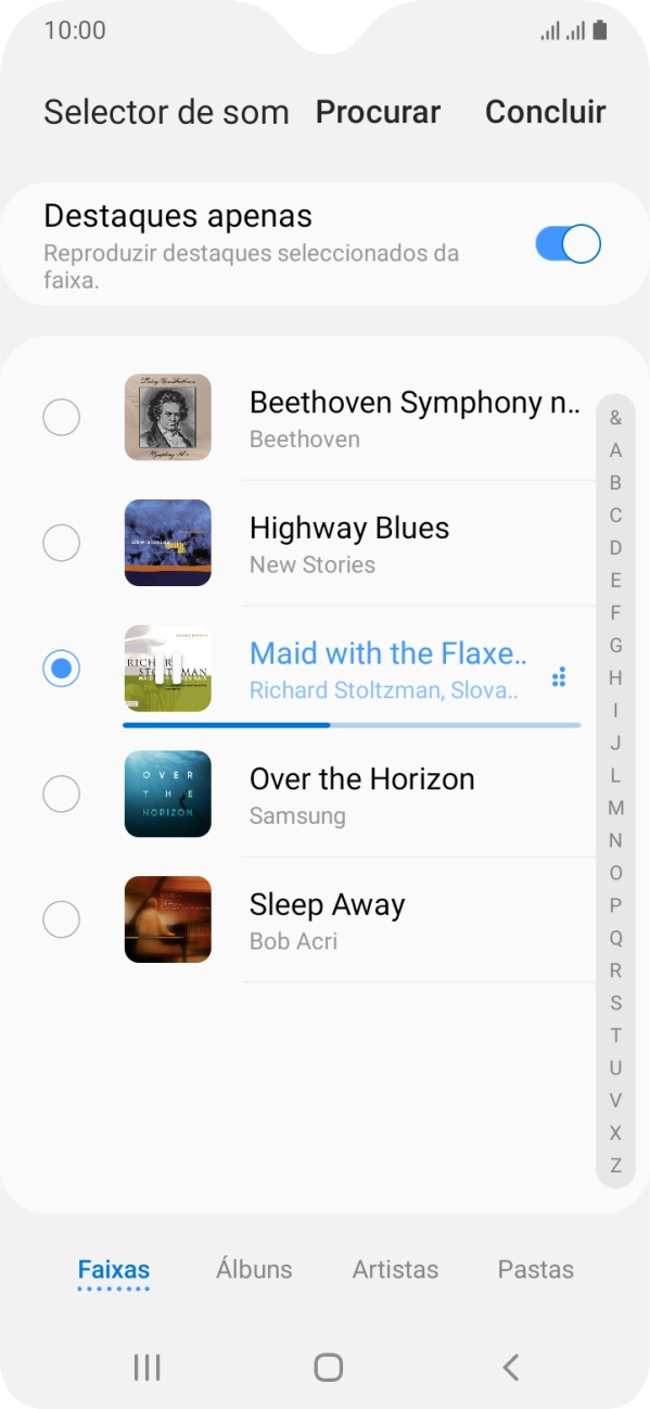 Quando tiver encontrado o tom de toque que pretende, prima Concluir.