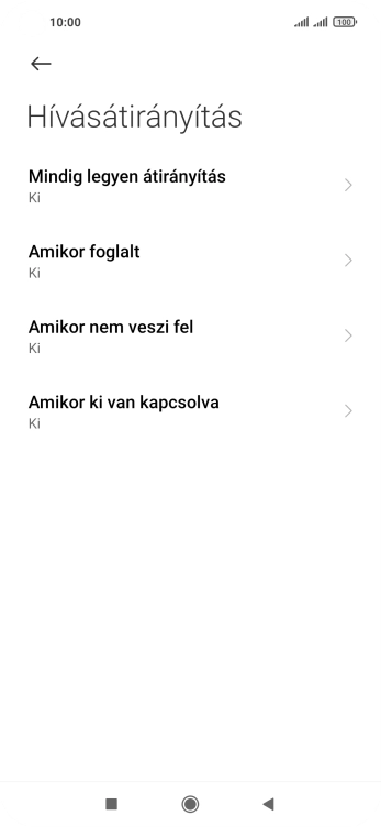 Kattints a kívánt hívásátirányítás-típusra.