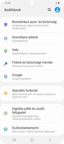 Válaszd a Fiókok és biztonsági mentés lehetőséget.