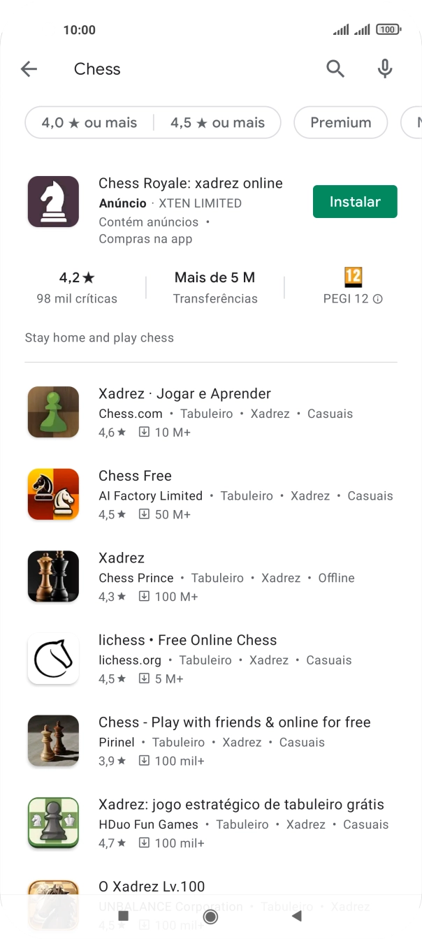 Prima a app pretendida.