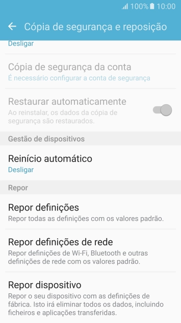 Prima Repor dispositivo.
