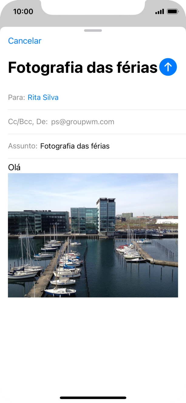 Prima o ícone para enviar.