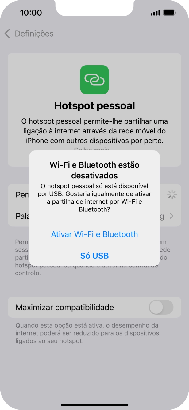 Se o Wi-Fi estiver desativado, prima Ativar Wi-Fi e Bluetooth.