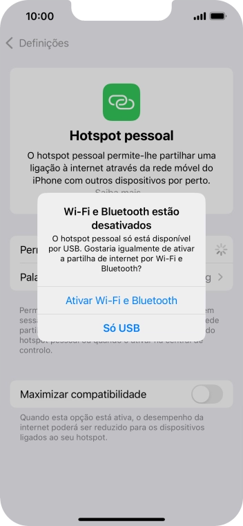 Se o Wi-Fi estiver desativado, prima Ativar Wi-Fi e Bluetooth.