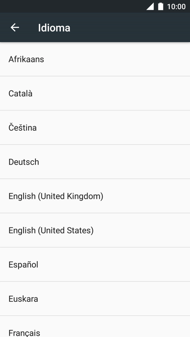 Prima o idioma pretendido.