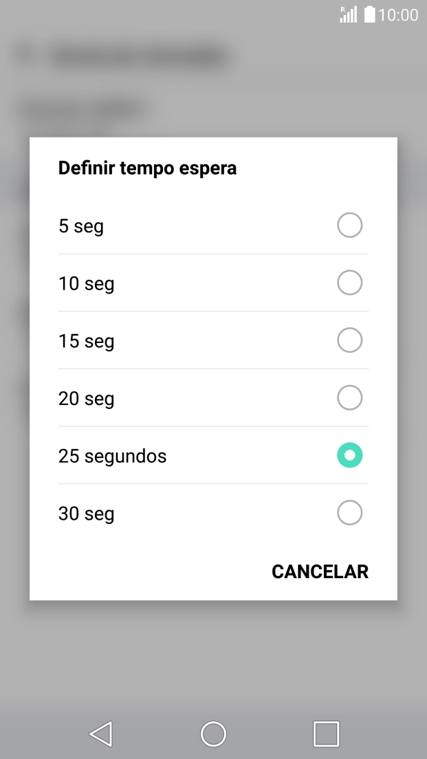 Se desviar as chamadas não atendidas escolha o tempo de atraso para desvio. Prima o tempo de atraso pretendido.