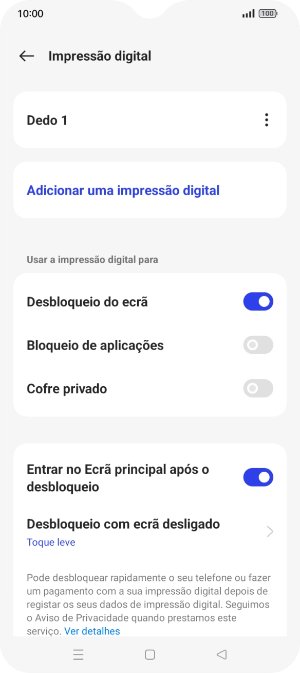 Prima os indicadores junto às definições pretendidas para as ativar ou desativar.