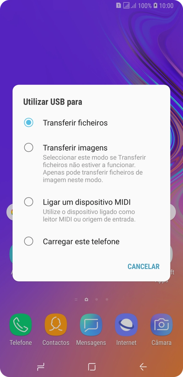 Prima Transferir ficheiros para ativar a função.