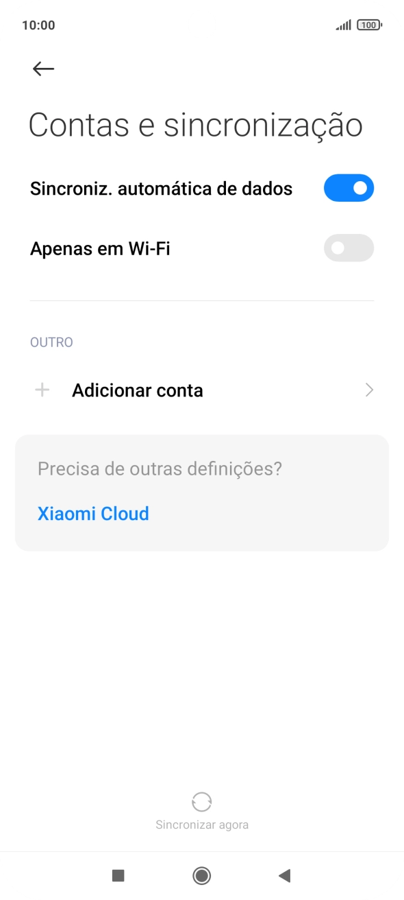 Prima Adicionar conta.