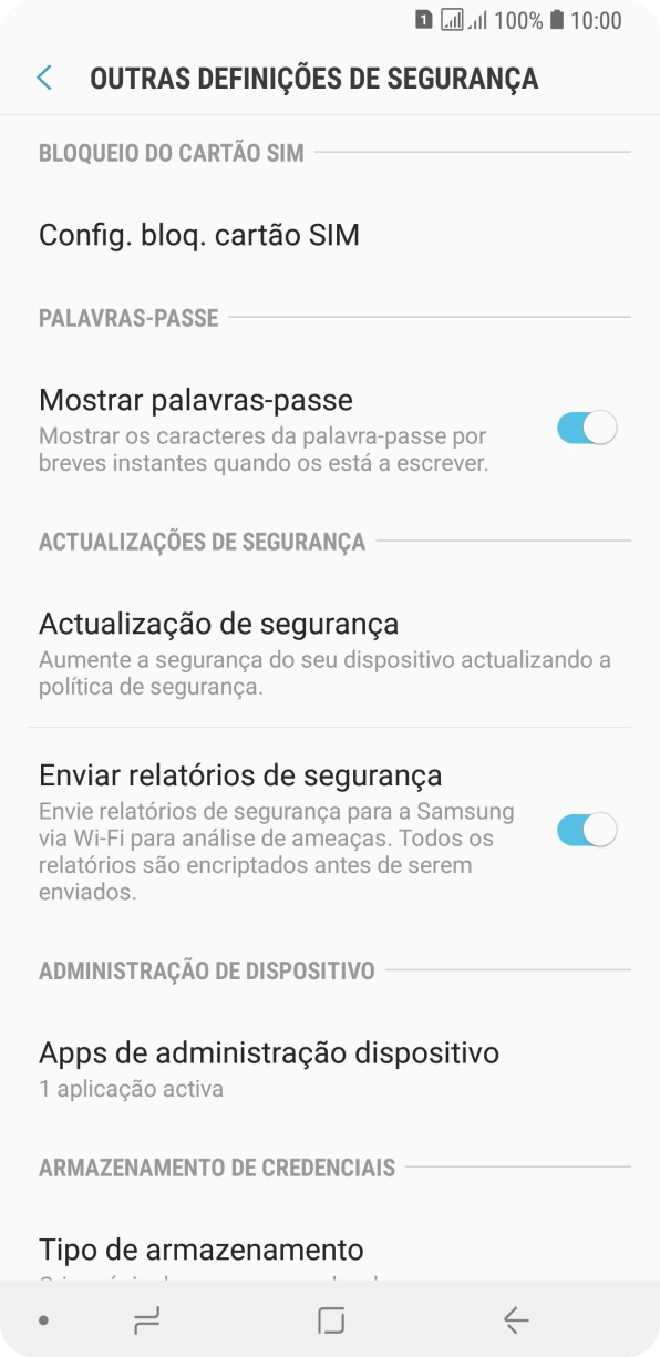 Prima Config. bloq. cartão SIM.