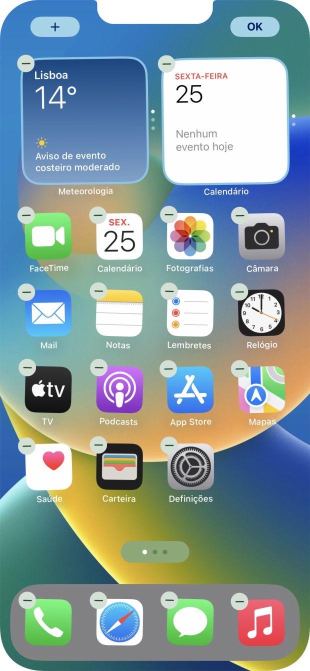 Prima o ícone de páginas do ecrã inicial.