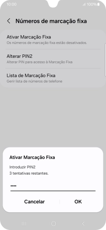 Introduza o código PIN2 e prima OK.