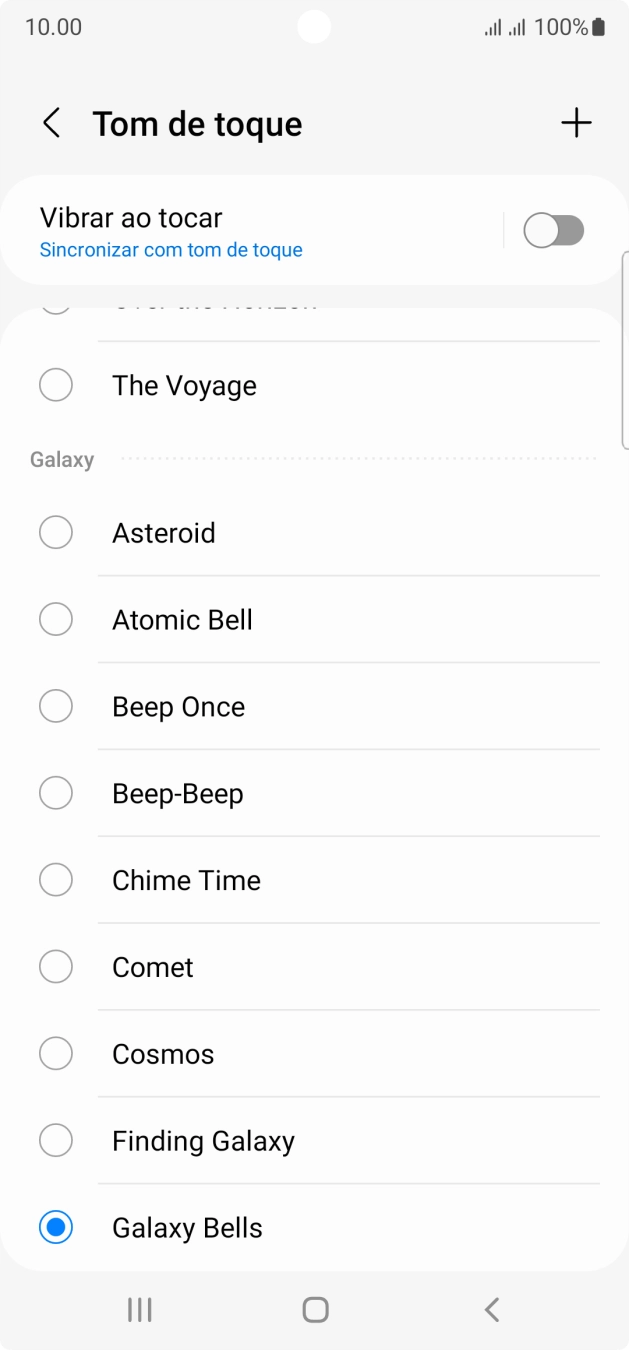 Prima o ícone para adicionar um tom de toque.