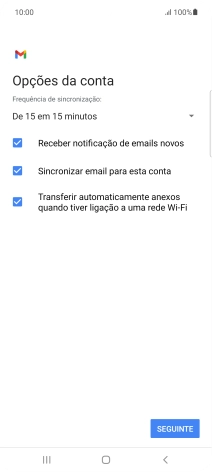 Se o ecrã mostrar esta imagem, a sua conta foi identificada e configurada automaticamente. Siga as indicações no ecrã para introduzir informações adicionais e concluir a configuração.