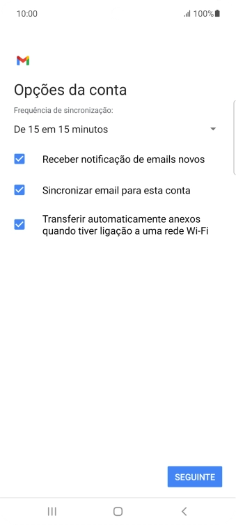 Se o ecrã mostrar esta imagem, a sua conta foi identificada e configurada automaticamente. Siga as indicações no ecrã para introduzir informações adicionais e concluir a configuração.