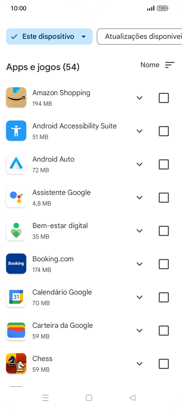 Prima a app pretendida.