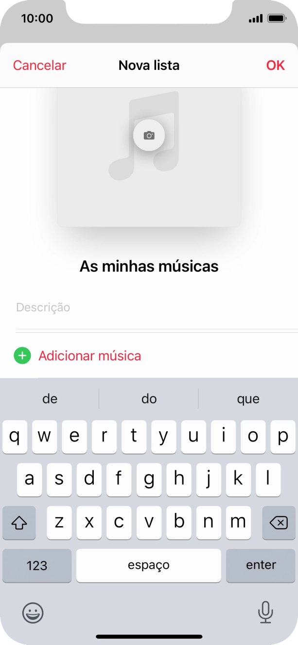 Prima Adicionar música.
